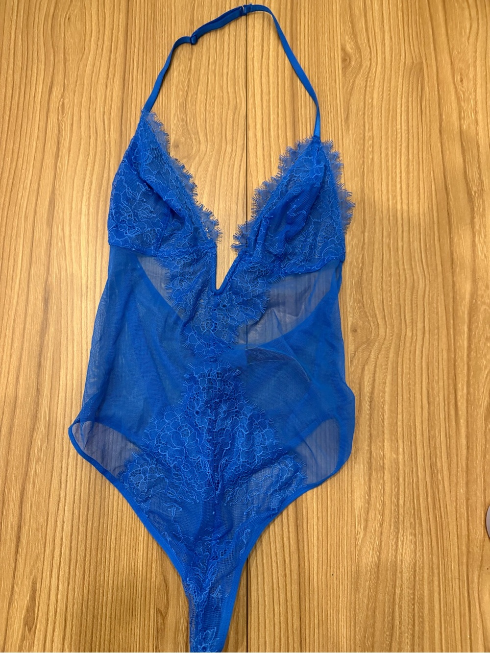 Victoria's Secret Electric Blue Lace Halter Bodysuit